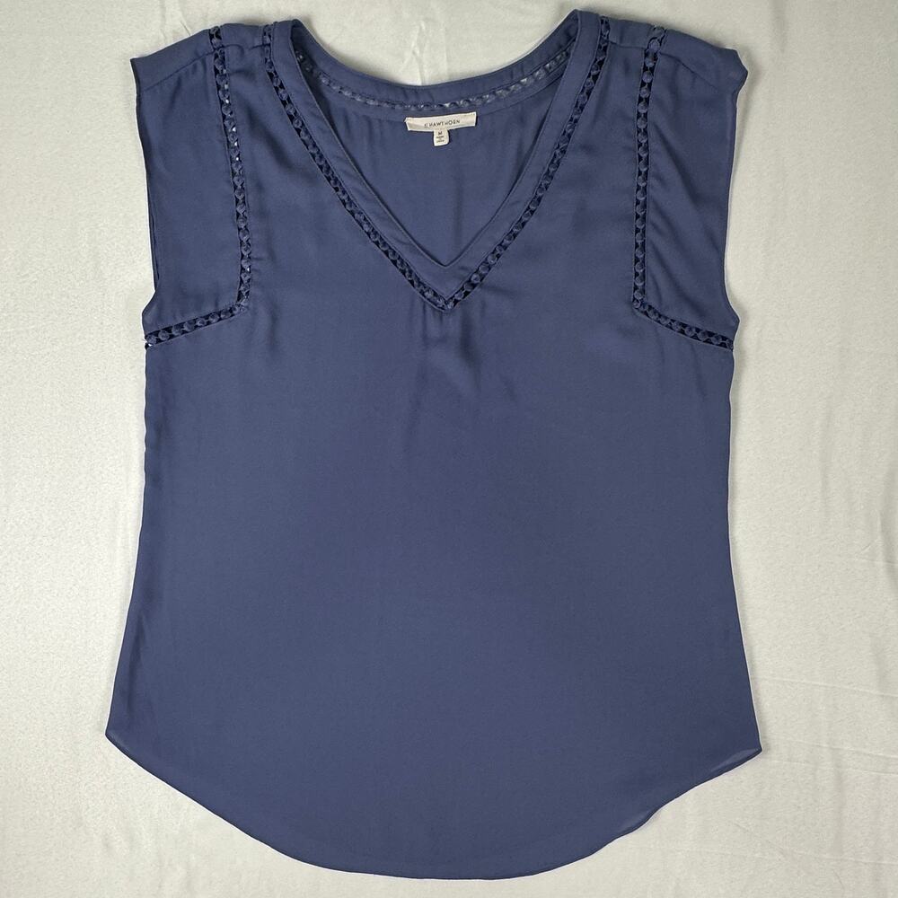 41 Hawthorn Sleeveless Blue V Neck Blouse Womens M